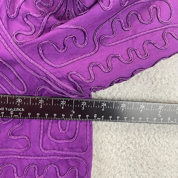 Catherines Maggie Barnes Jacket 14P 16P Artsy Aztec 3/4 Sleeve Lined Purple - Picture 6 of 11